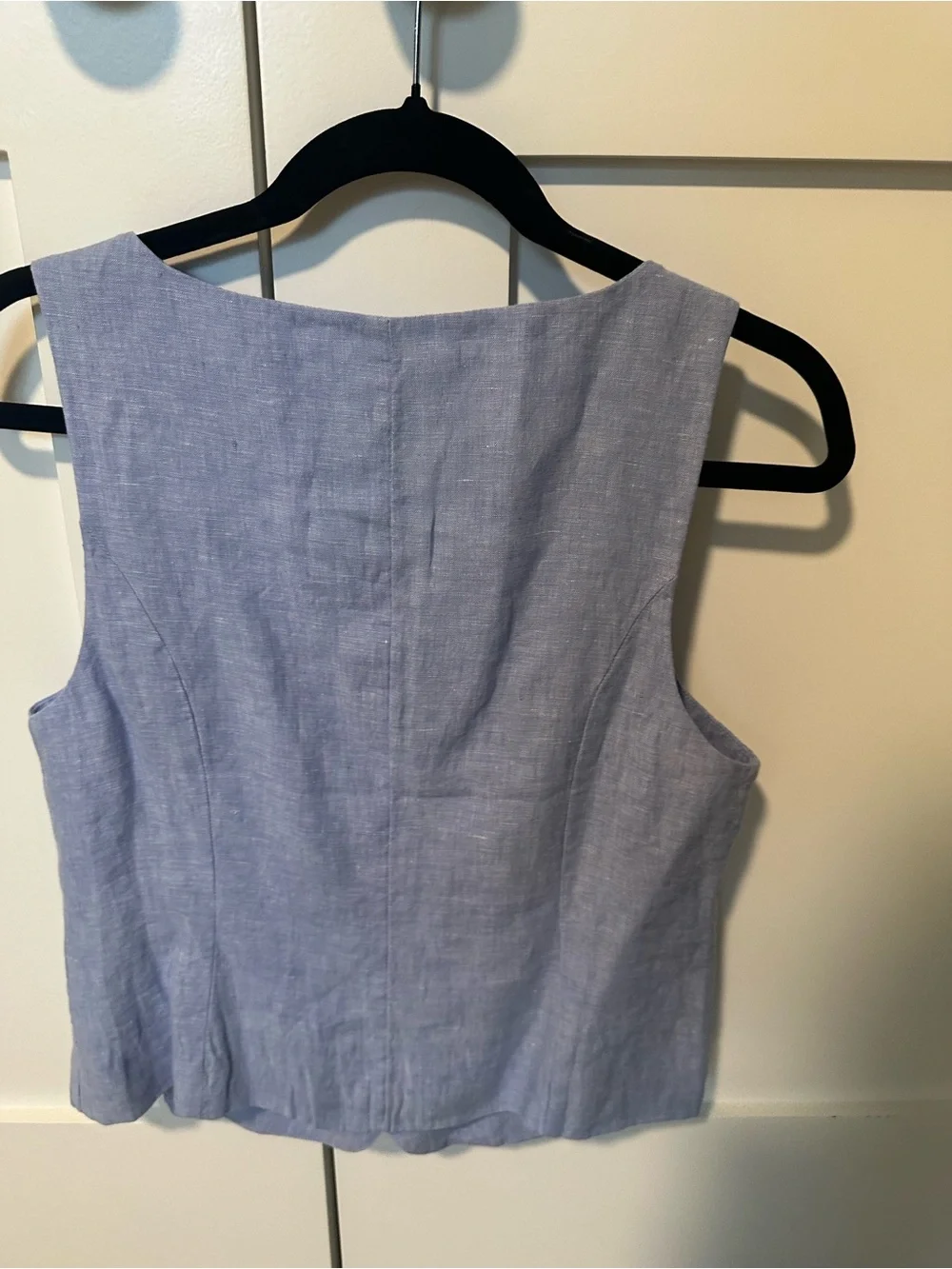 J. Crew French Blue Button-Front Linen Vest